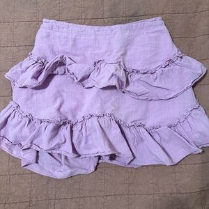 Linen Ruffle Skirt with Elastic Waistband